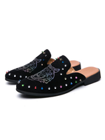 Sandales pour hommes Slip-On Artwork Paillettes cloutées Synthétique Cuir Semelle en caoutchouc pour hommes Mules dété pour hommes