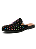 Sandales pour hommes Slip-On Artwork Rivets cloutés Synthétique Cuir Semelle en caoutchouc Spike Mules