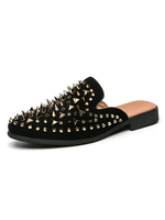 Sandales pour hommes Slip-On cloutés rivets cuir semelle en caoutchouc mules à pointes
