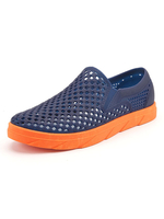 Sandales Pour Hommes Slip-On Color Block En Cuir PU Semelle EVA Bleu Sabots Chaussures