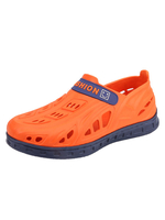 Sandales Pour Hommes Slip-On Color Block En Cuir PU Semelle EVA Orange Sabots Chaussures