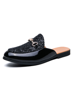 Sandales pour hommes Slip-On Détails en métal Synthétique Cuir Semelle en caoutchouc Mules pour hommes