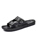 Sandales Pour Hommes Slip-On PU Cuir Semelle Fendue Casual Pantoufle Noire