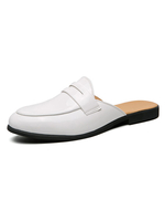 Sandales pour hommes Slip-On Synthétique Cuir Semelle en caoutchouc Synthétique Blanc Mules pour hommes