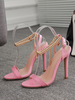 Sandales Roses À Talons Hauts Chaussures Femmes Chaîne