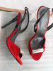Sandales Rouges En Velours Chaussures De Soirée Talons Hauts À Bout Ouvert Bride