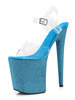 Sandales sexy à talons hauts Aqua PVC Bout ouvert supérieur Talon aiguille Bride à la cheville Talons