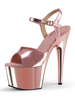 Sandales sexy à talons hauts Blond Synthétique Sandales sexy à bout rond en cuir Synthétique