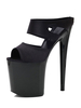 Sandales sexy à talons hauts en cuir PU gris foncé; bout ouvert; talon conique; mules à talons hauts