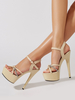 Sandales sexy à talons hauts en cuir PU noir bout ouvert strass chaussures sexy