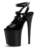 Sandales sexy à talons hauts en cuir PU noir bout ouvert talon aiguille ciel talon haut bride à la cheville talons
