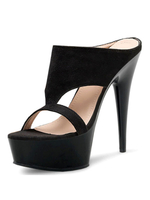 Sandales sexy à talons hauts en cuir PU noir; bout ouvert; talon conique; mules à talons hauts