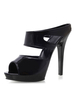 Sandales sexy à talons hauts en cuir PU noir; bout ouvert; talon conique; mules à talons hauts