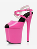 Sandales sexy à talons hauts en cuir PU rose à bout ouvert 39" Boucle 79" Chaussures sexy