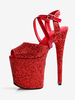 Sandales sexy à talons hauts en cuir PU rouge à bout ouvert 39" Boucle 79" Chaussures sexy