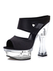 Sandales sexy à talons hauts en cuir PU transparent à bout ouvert Mules à talons épais