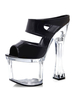 Sandales sexy à talons hauts en cuir PU transparent à bout ouvert; talon en gobelet; mules à talons hauts