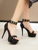 Sandales sexy à talons hauts en cuir Synthétique à bout rond Chaussures sexy