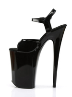 Sandales sexy à talons hauts en cuir Synthétique noir Peep Toe Monk Strap Chaussures sexy