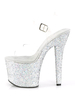 Sandales sexy à talons hauts en cuir Synthétique noir Peep Toe Platform Sandals