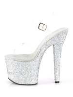 Sandales sexy à talons hauts en cuir Synthétique noir Peep Toe Platform Sandals