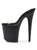Sandales sexy à talons hauts en cuir Synthétique noir Peep Toe Platform Sandals