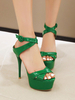 Sandales sexy à talons hauts en cuir verni vert Synthétique chaussures à bout rond supérieur