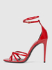 Sandales sexy à talons hauts en PU verni rouge bout rond supérieur chaussures hautes sexy