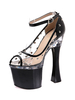 Sandales sexy à talons hauts en PVC noir Peep Toe Sky Talons hauts à bride à la cheville