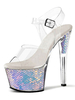 Sandales sexy à talons hauts en PVC ombré; bout ouvert; talon conique; talons hauts; bride à la cheville; talons hauts