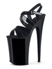 Sandales Sexy à Talons Hauts Noir Synthétique Cuir Peep Toe Monk Strap Platform Chaussures Sexy