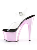 Sandales sexy à talons hauts Plate-forme à bout rond en cuir Synthétique rose Sandales sexy