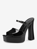 Sandales Sexy À Talons Hauts Plateforme Bout Carré Noir Chaussures Sexy À Bride