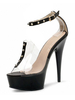 Sandales sexy à talons hauts pour femmes talon aiguille en cuir PU transparent Peep Toe noir bride à la cheville talons