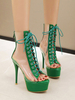 Sandales sexy à talons hauts PVC vert Chaussures rondes à bout rond supérieur