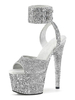 Sandales sexy à talons hauts Stiletto Hazel Synthétique Cuir Peep Toe Monk Strap Silver Chaussures sexy