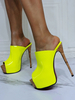 Sandales sexy à talons hauts vernis jonquille PU haut bout ouvert pantoufles à talons sexy