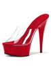 Sandales Sexy avec plateforme à Talons Hautes Fins Femmes Transparentes à Cuir Synthétique Vernis avec Bout Ouvert Bicolores
