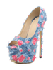 Sandales Sexy avec Plateforme avec Bout Ouvert Bicolores