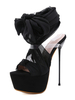 Sandales Sexy avec Plateforme en Velours à Talons Hautes Fins à Lacets à Cuir Synthétique avec Bout Ouvert Unicolore