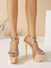 Sandales Sexy Femme à Talons Haut avec Plateforme en Paillettes avec Bout Ouvert Bicolores
