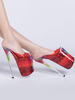Sandales sexy femme rouge en PU plateforme à talon haut