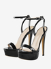 Sandales sexy noires à talons hauts et bout ouvert avec bride à la cheville chaussures Femme
