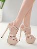 Sandales Sexy pour femme abricot en cuir PU bout ouvert talon aiguille été Sexy bride à la cheville talons