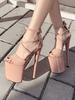 Sandales sexy pour femme abricot en cuir Synthétique bout ouvert Criss Cross Sky haute plate-forme chaussures sexy