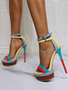 Sandales Sexy pour femme Beige Pu cuir ouvert Talon à talons hauts à talons à talons hauts