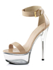 Sandales sexy pour femme couleur chair verni PU haut bout ouvert bride à la cheville talons