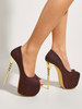 Sandales sexy pour femme en cuir PU bordeaux à talons aiguilles Peep Toe