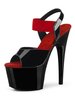 Sandales sexy pour femme en cuir PU noir bout ouvert bride à la cheville talons