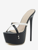 Sandales Sexy Pour Femme En Cuir PU Noir Bout Rond 2.8 " 6.3 " Chaussures Sexy